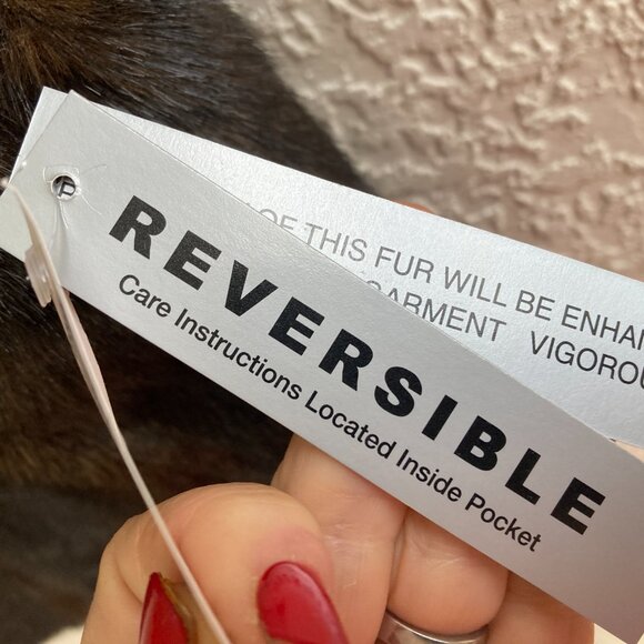 Faux Mink Vest Jacket Sz L Full Zip Heavy Coat Vest Reversible NWT - Picture 4 of 13